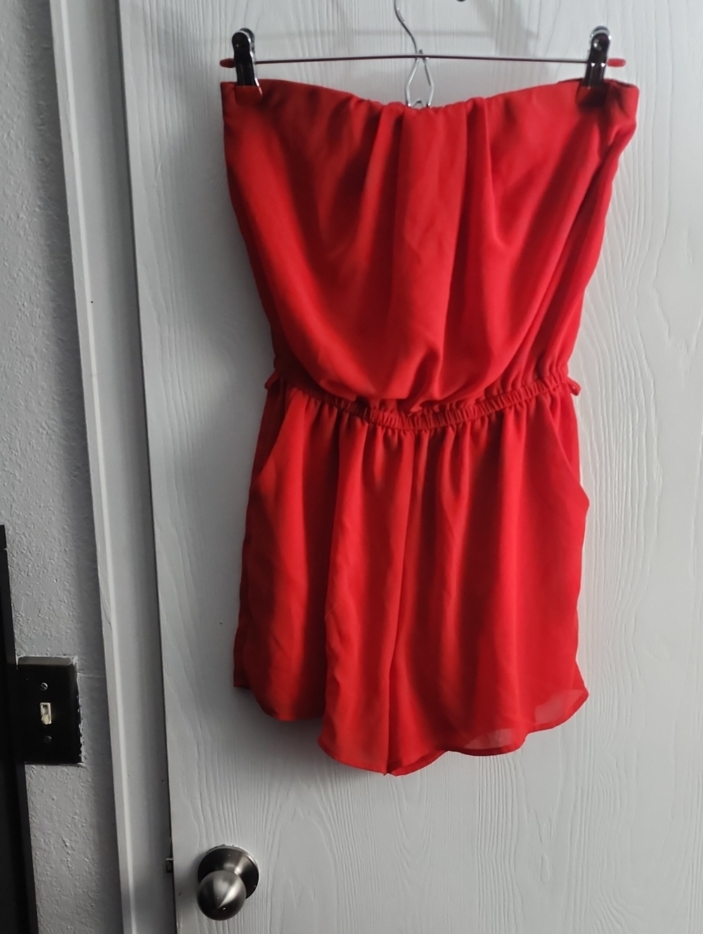 iris Red Strapless Romper